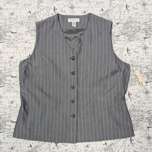 NWT Vintage Amanda Smith Pinstripe Button Up Suit Vest - Grey 90s Size 16